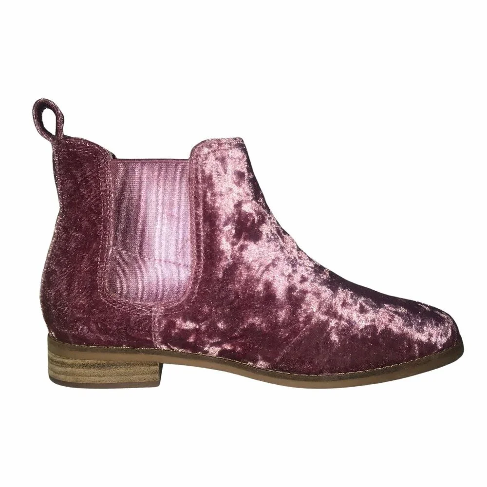 NWT Toms Ella Faded Rose Velvet Ankle Boots 6N Narrow Purple - Picture 6 of 11